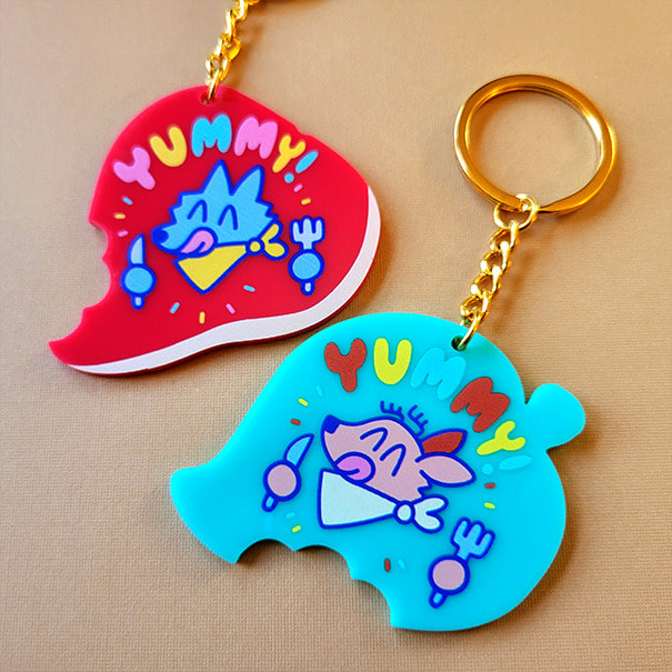 Acrylic Keychains. Do you like meat or veggies more?